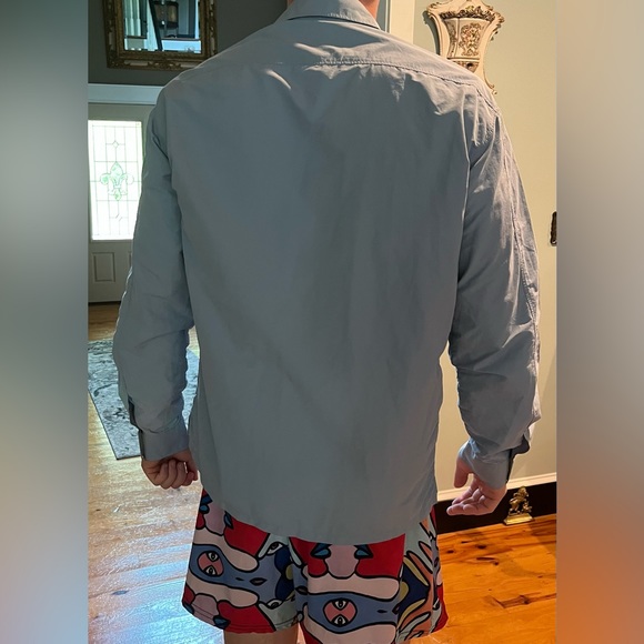 SALE! BOSS Full-Zip Nylon/Cotton Blend Over-shirt Light Blue Med Long Sleeve - Picture 2 of 13